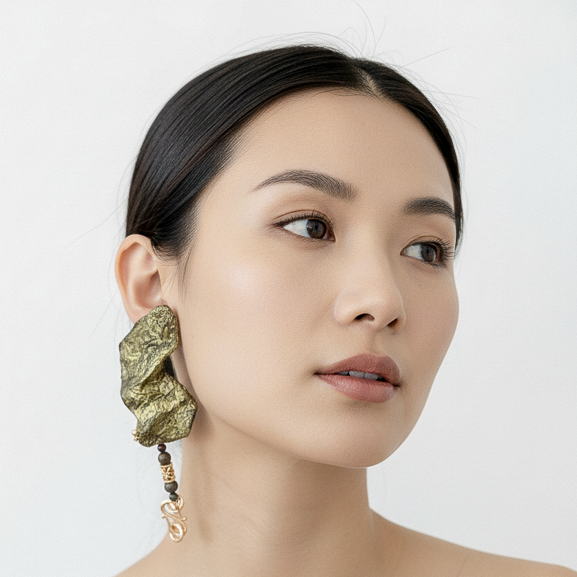 Verdant Tension — Handmade Sculptural Paper Drop Earrings — image 2
