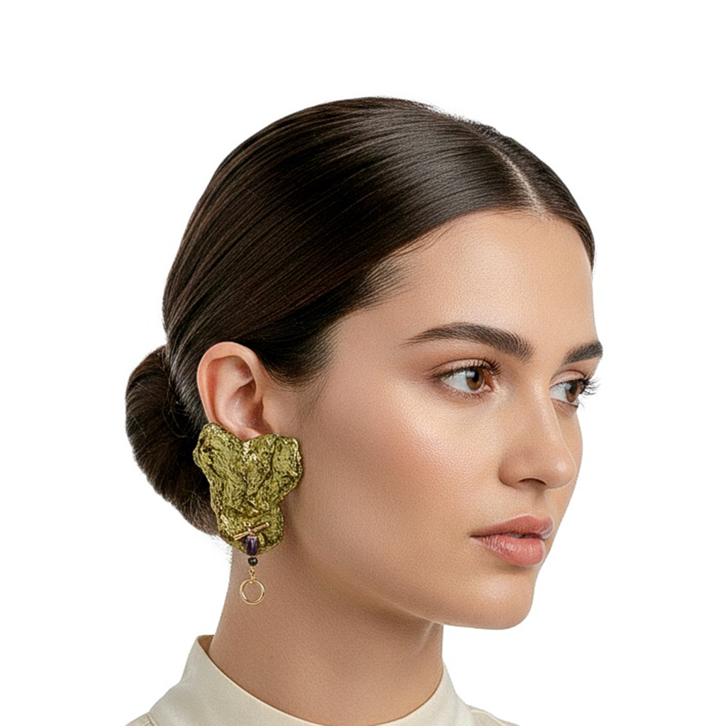 Enduring Matter — Handmade Sculptural Paper Earrings — studio view