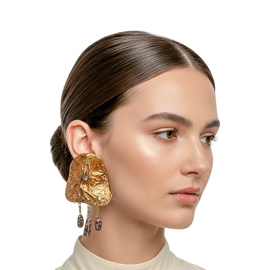 Mineral Resolve — Handmade Sculptural Paper Earrings — studio view