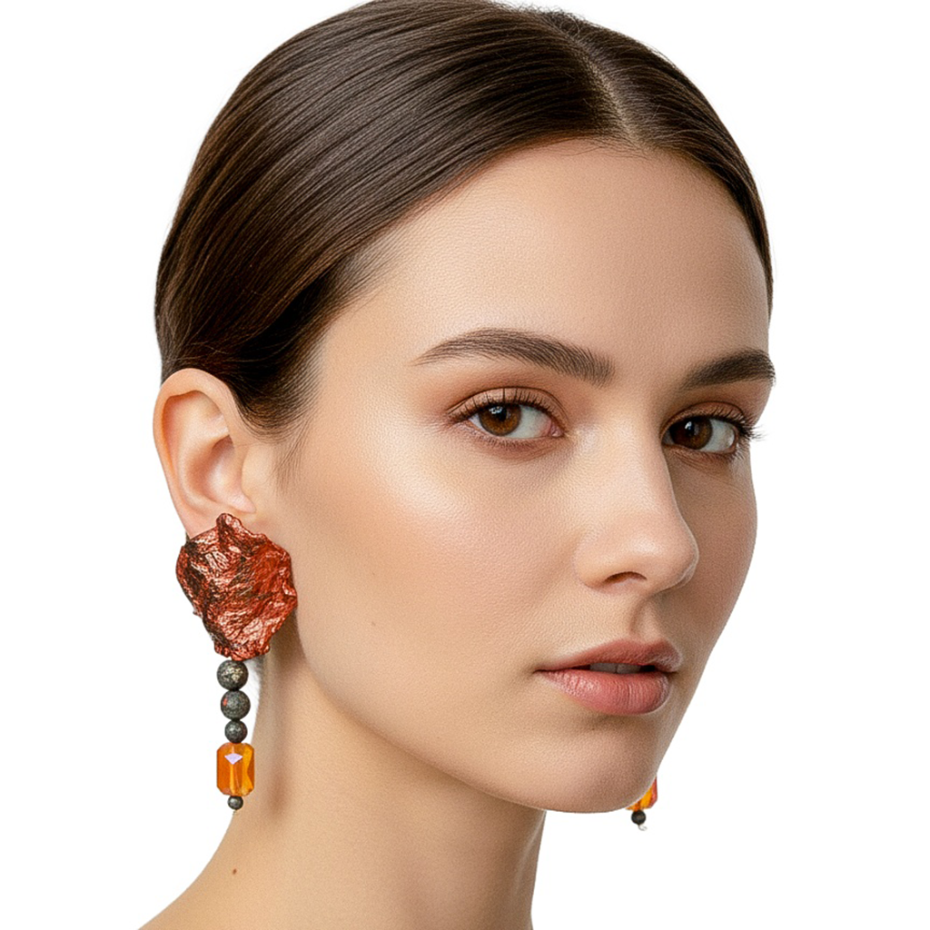 Quiet Aftermath — Handmade Sculptural Paper Earrings — studio view