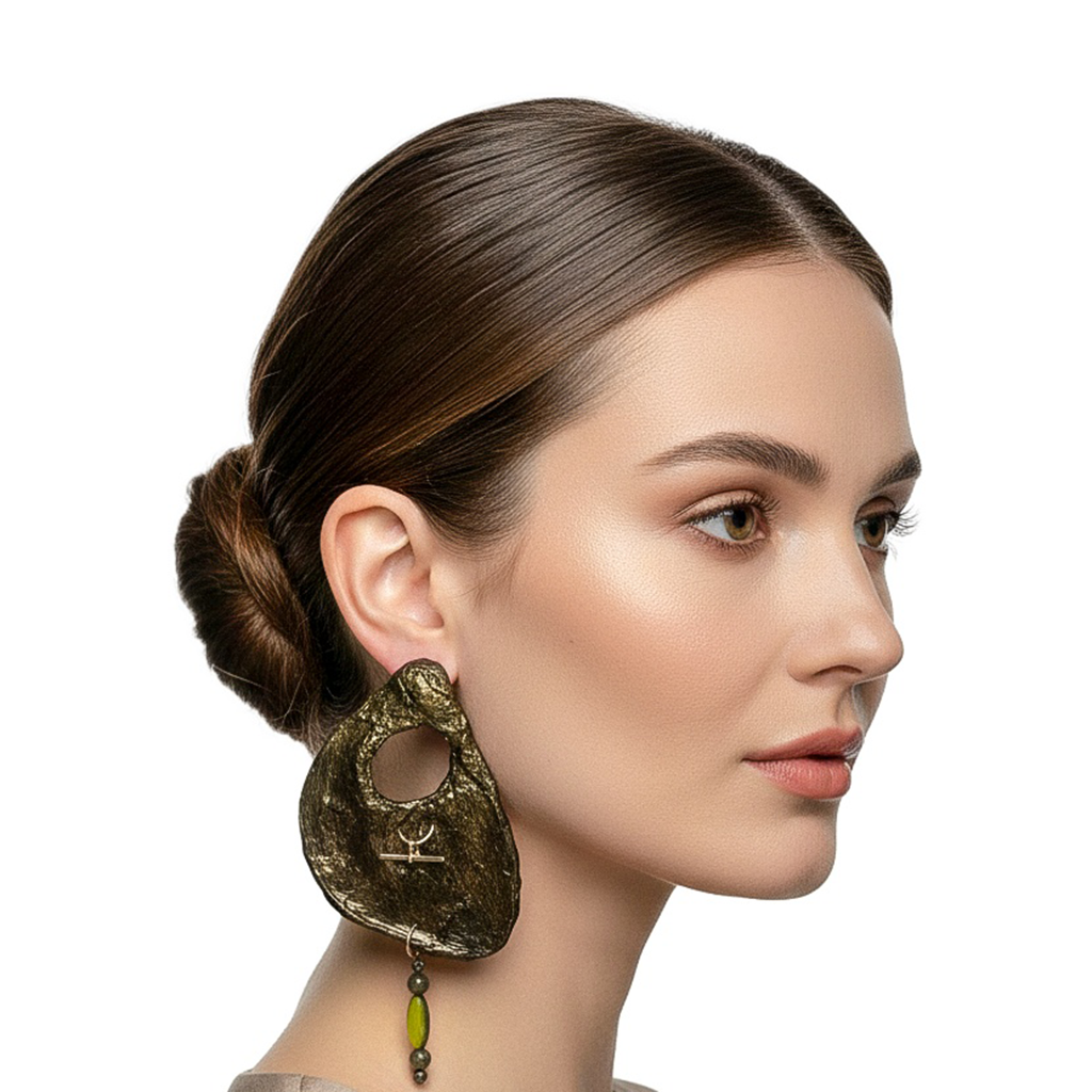 Weathered Edge — Handmade Sculptural Paper Earrings — studio view