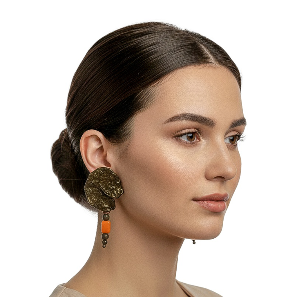 Pressed Light — Handmade Sculptural Paper Earrings — studio view