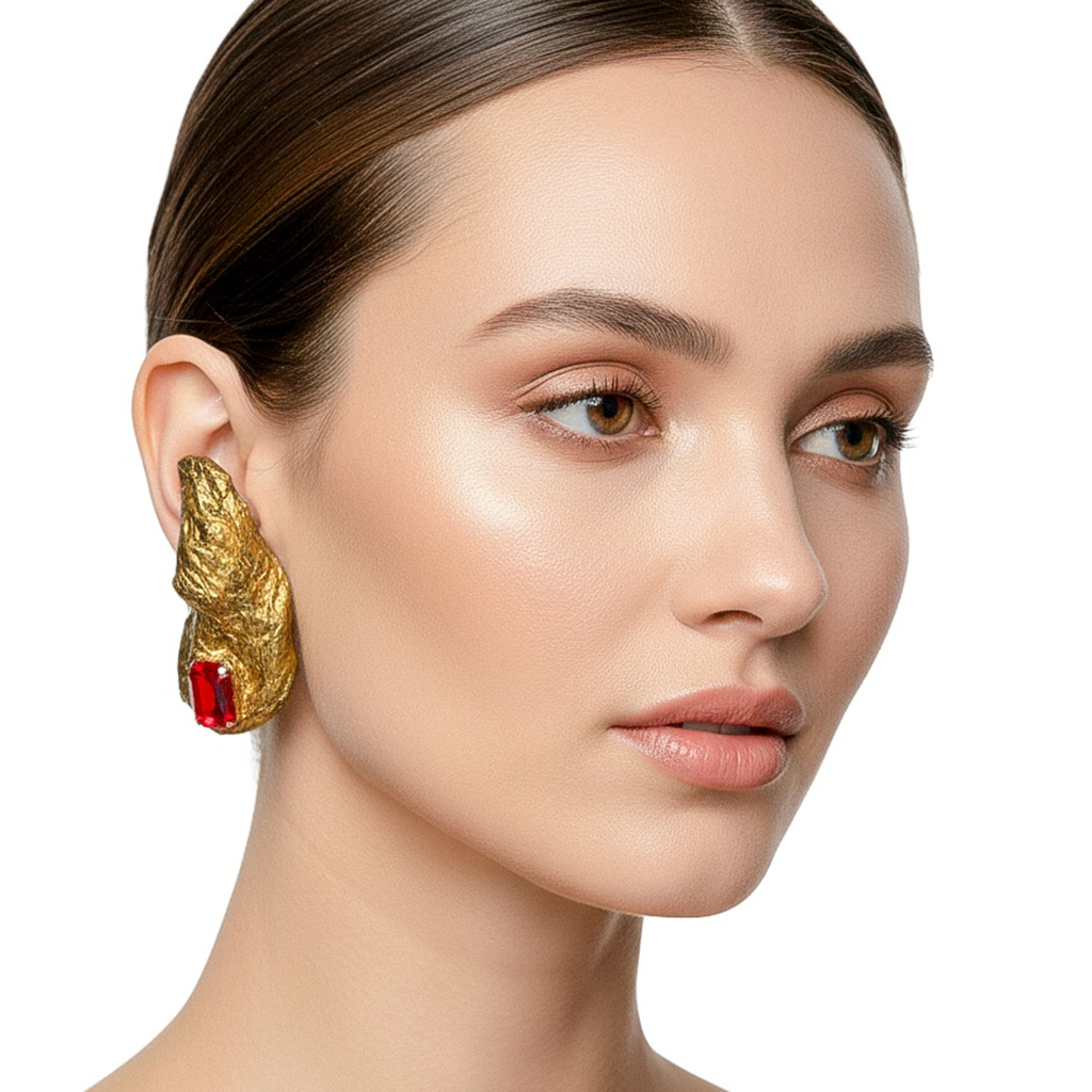 Twisted Terrain — Handmade Sculptural Paper Earrings — studio view