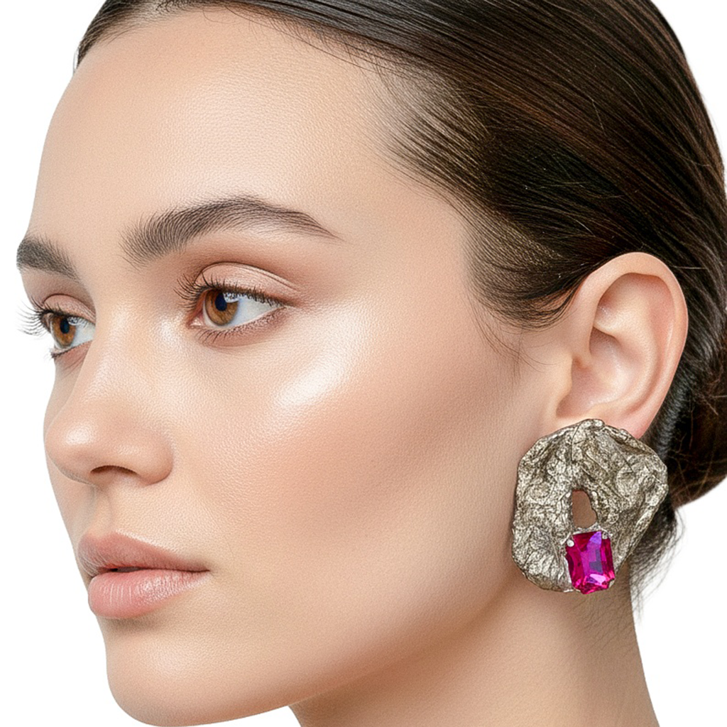 Quiet Rupture — Handmade Sculptural Paper Earrings — studio view