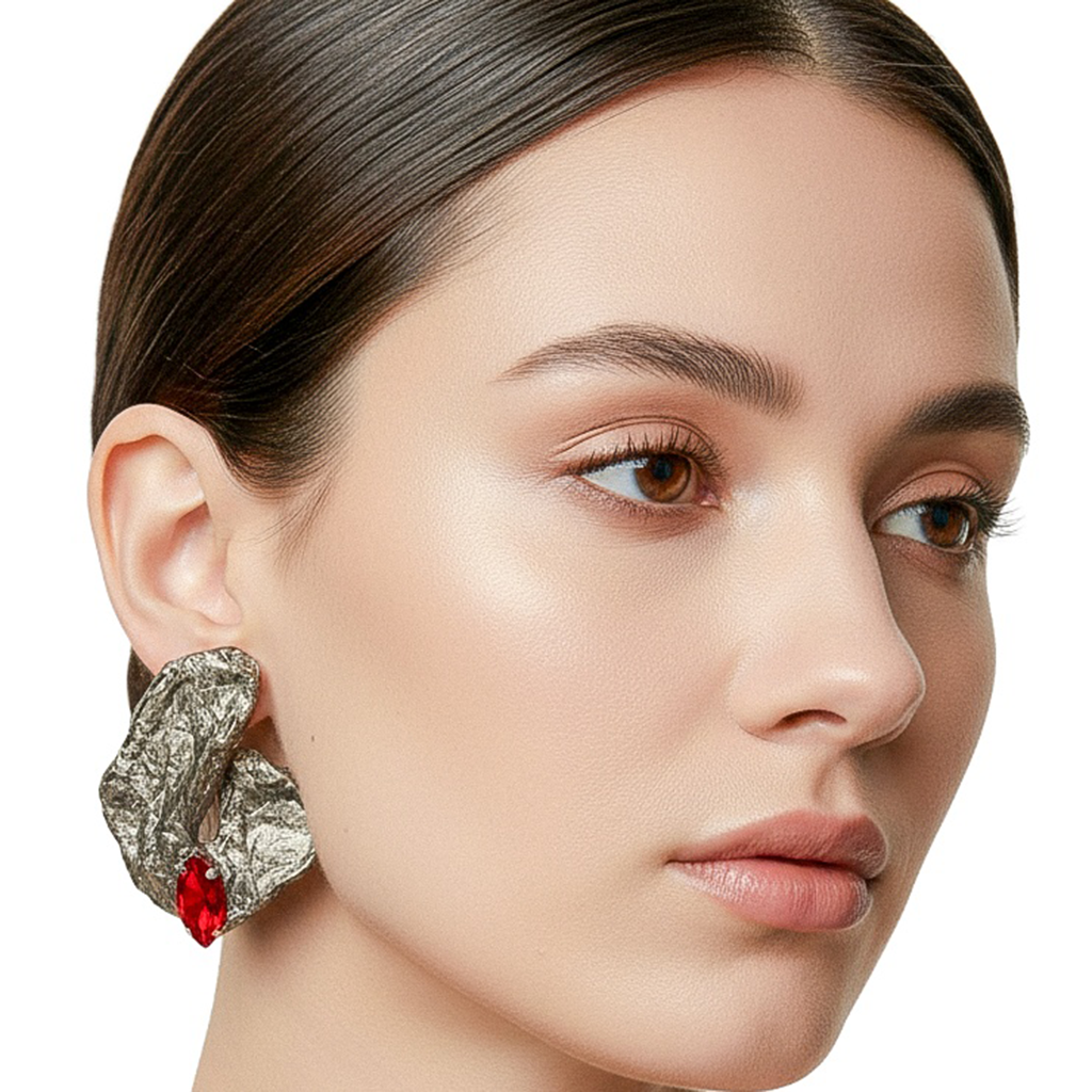 Held Horizon — Handmade Sculptural Paper Earrings — studio view