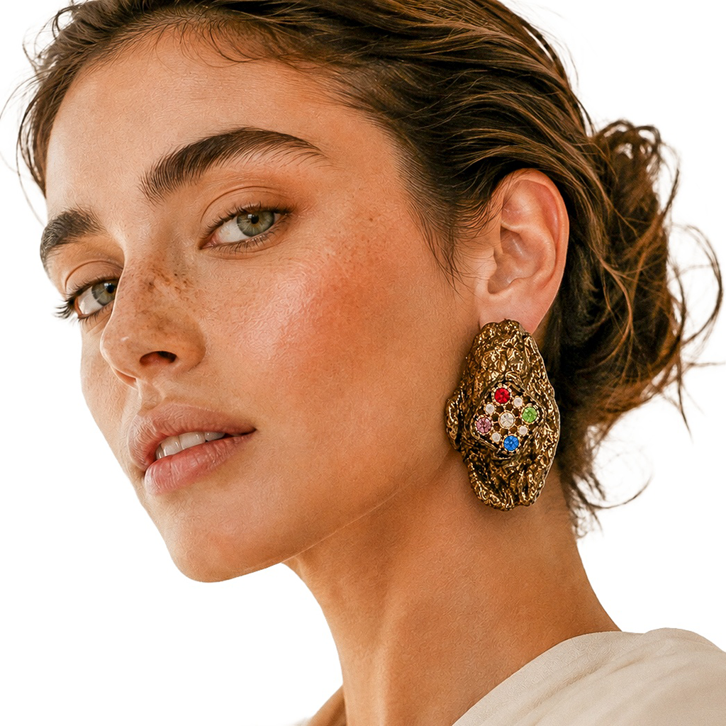 Mineral Fold — Handmade Sculptural Paper Earrings — studio view