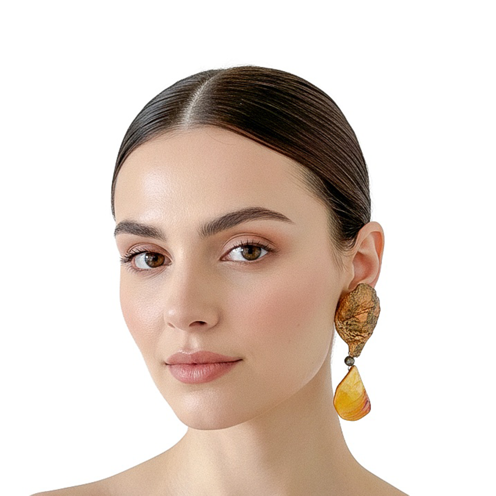 Mineral Arc — Handmade Sculptural Paper Earrings — studio view