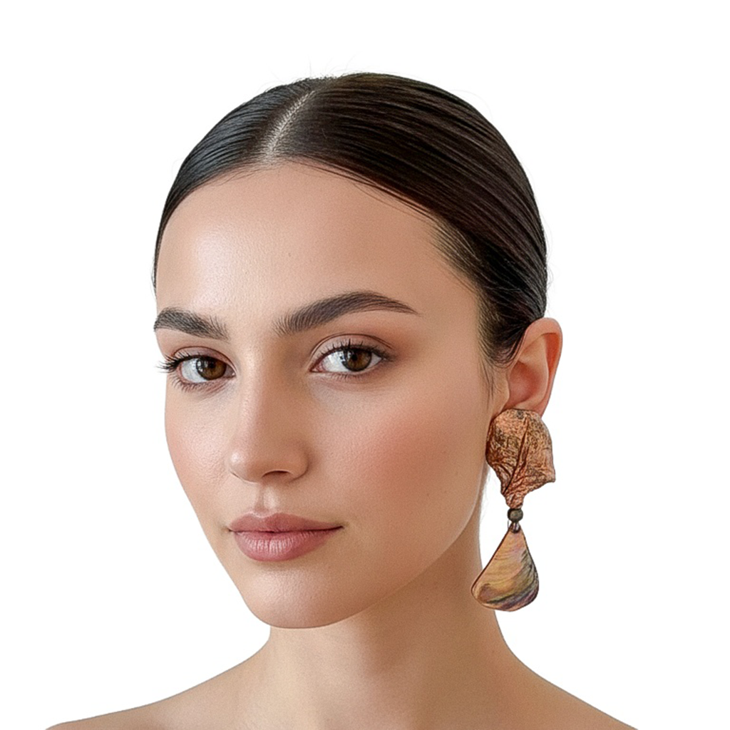 Shaped Scar — Handmade Sculptural Paper Earrings — studio view