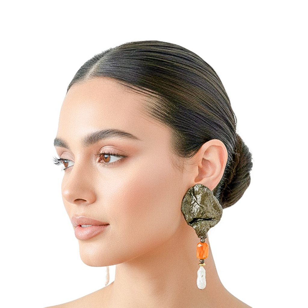 Held Fracture — Handmade Sculptural Paper Earrings — studio view