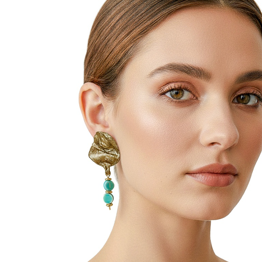 Folded Silence — Handmade Sculptural Paper Earrings — studio view