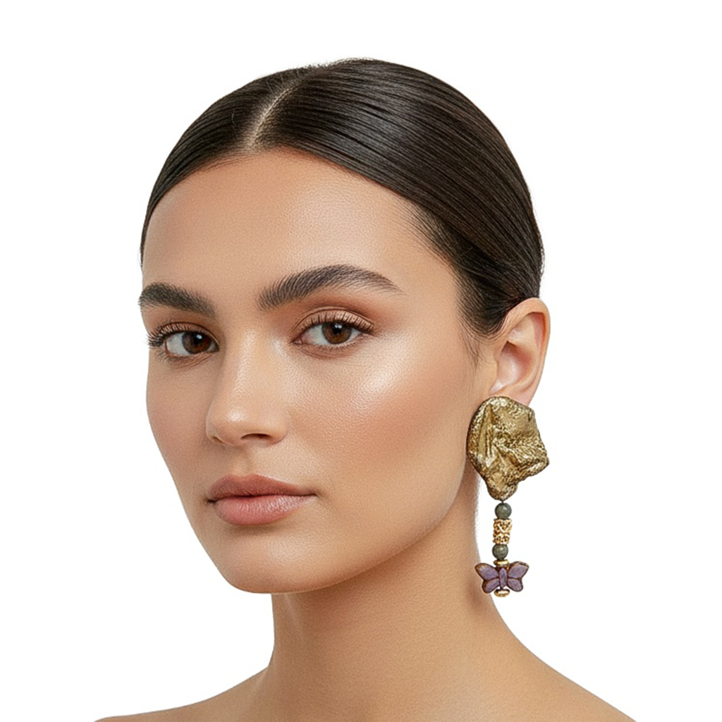 After the Storm — Handmade Sculptural Paper Earrings — studio view
