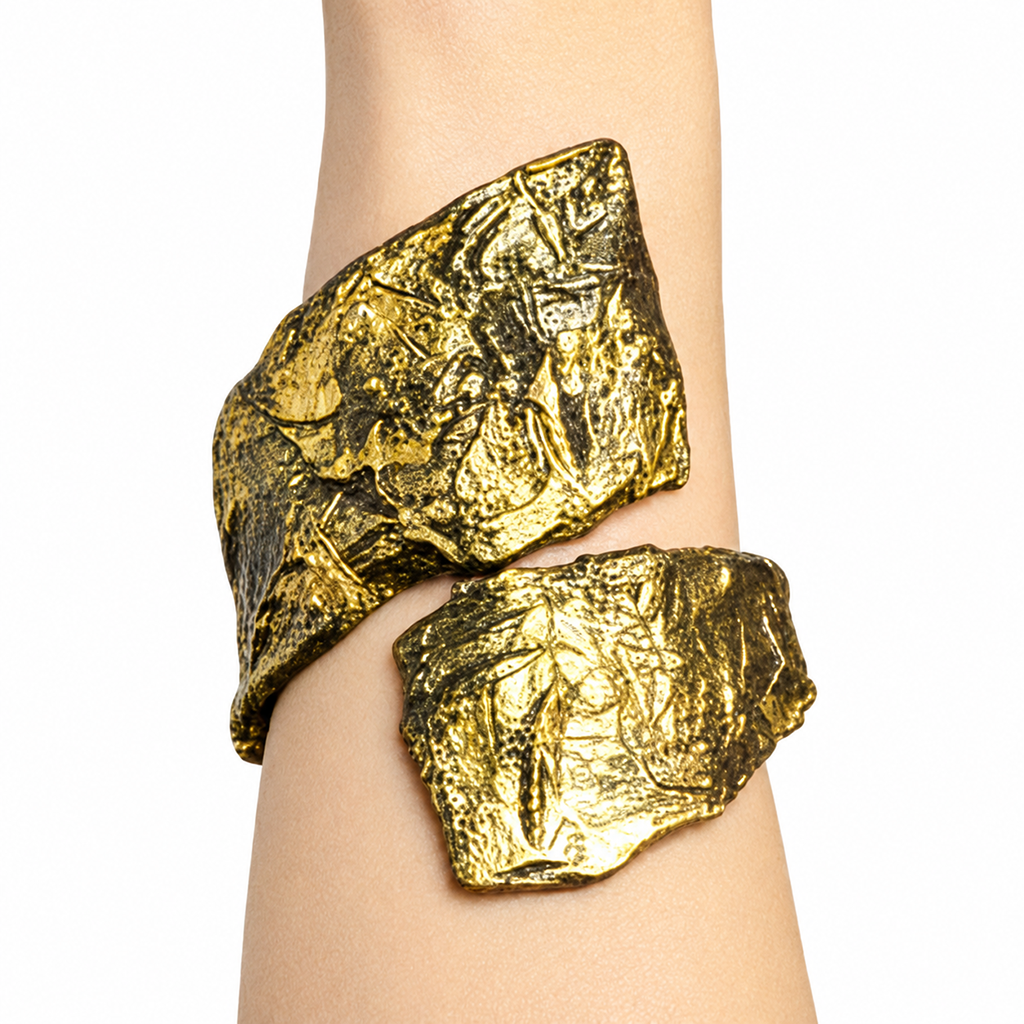 Divided Current — Sculptural Paper Cuff Bracelet — studio view