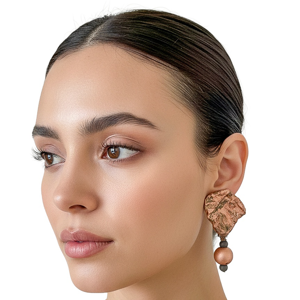 Soft Equilibrium — Handmade Sculptural Paper Earrings — studio view