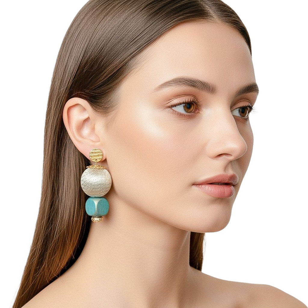 Eroded Bloom — Handmade Sculptural Paper Earrings — studio view