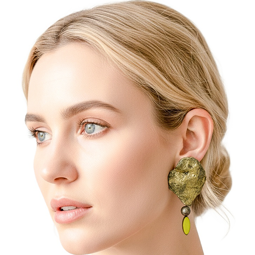 Shifting Matter — Handmade Sculptural Paper Earrings — studio view