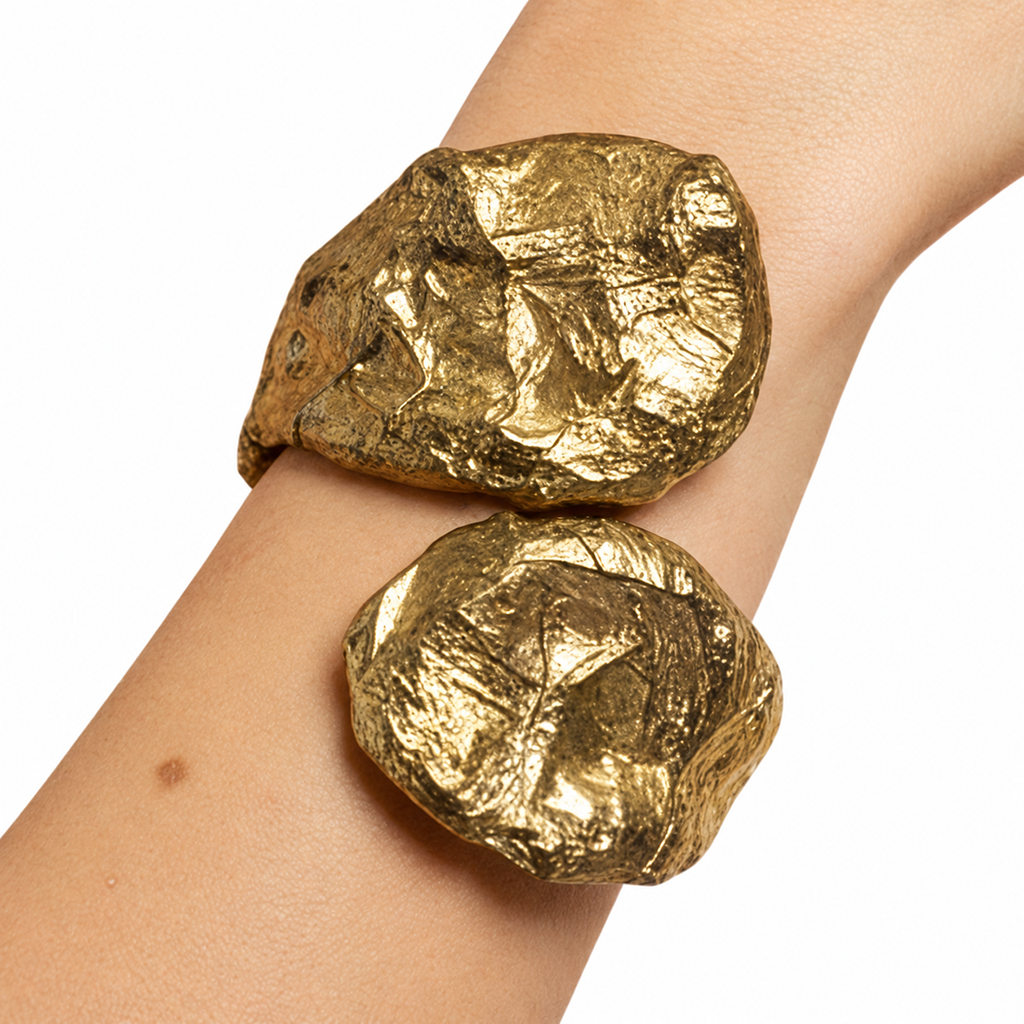 Twin Tension — Sculptural Paper Cuff Bracelet — studio view
