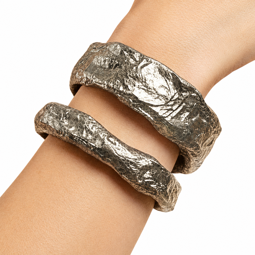 Crosscurrent — Sculptural Paper Cuff Bracelet — studio view