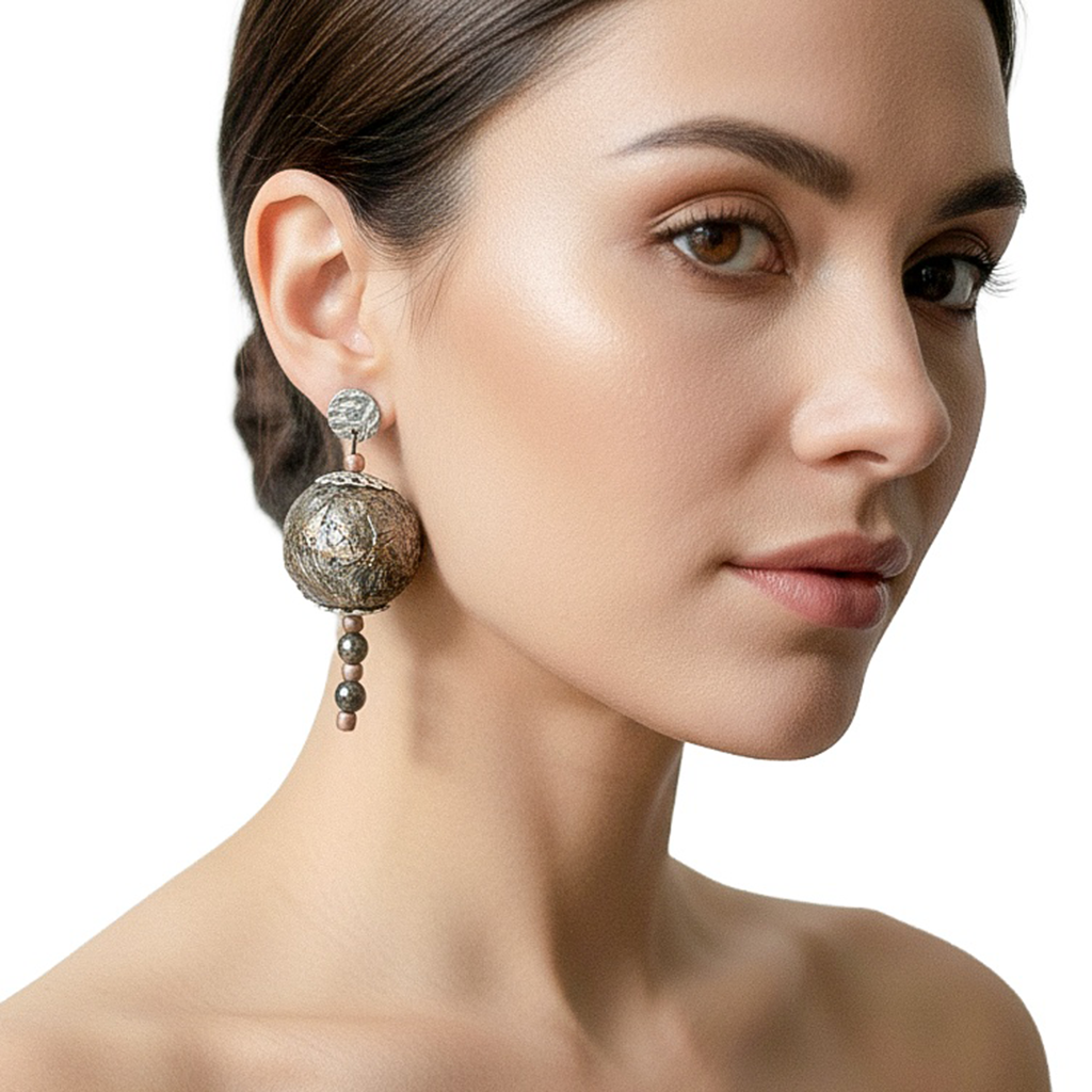 Soft Collision — Handmade Sculptural Paper Earrings — studio view