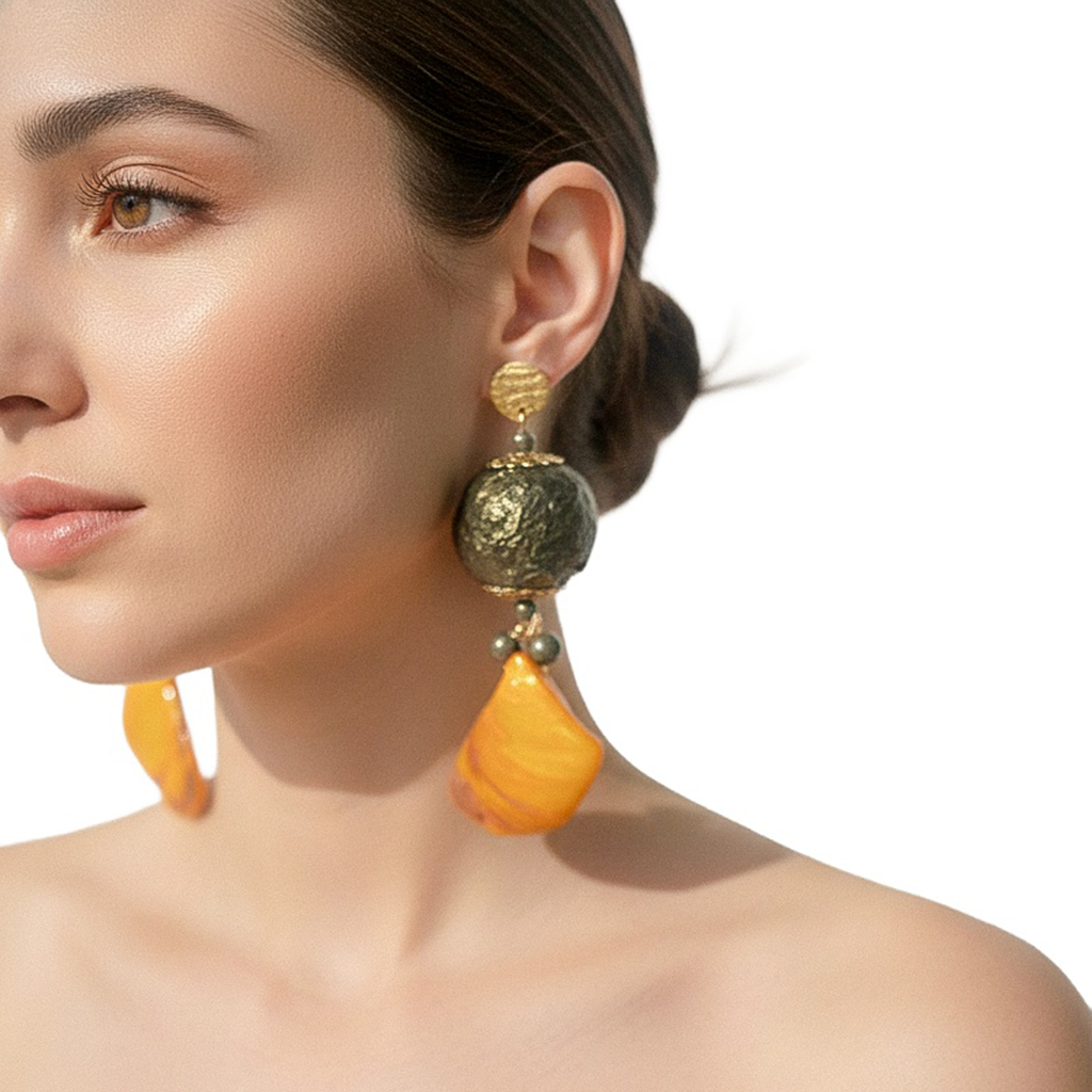 Eroded Passage — Handmade Sculptural Paper Earrings — studio view