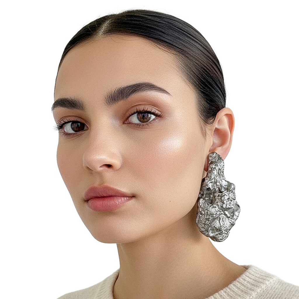 Twisted Equilibrium — Handmade Sculptural Paper Earrings — studio view