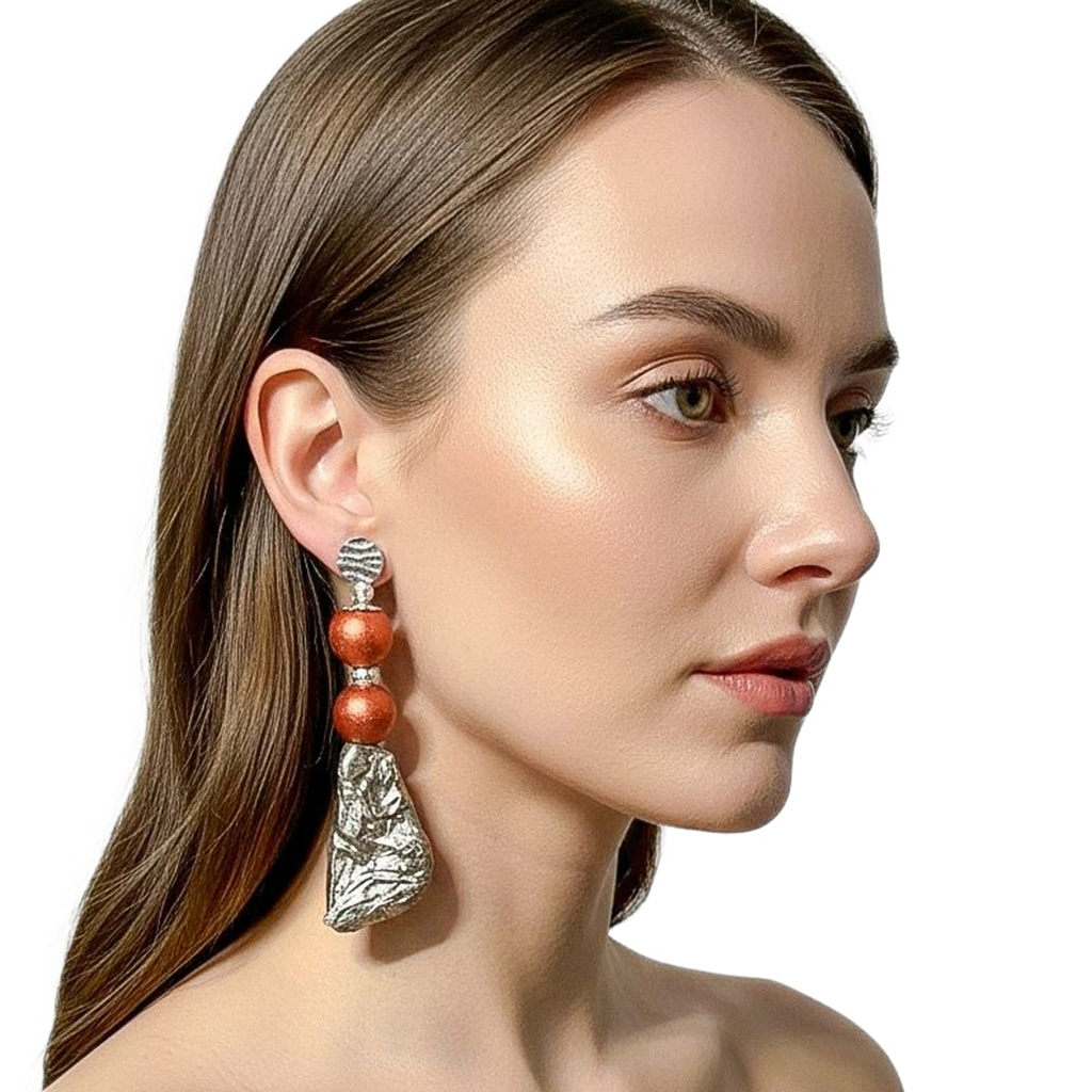 Quiet Erosion — Handmade Sculptural Paper Earrings — studio view