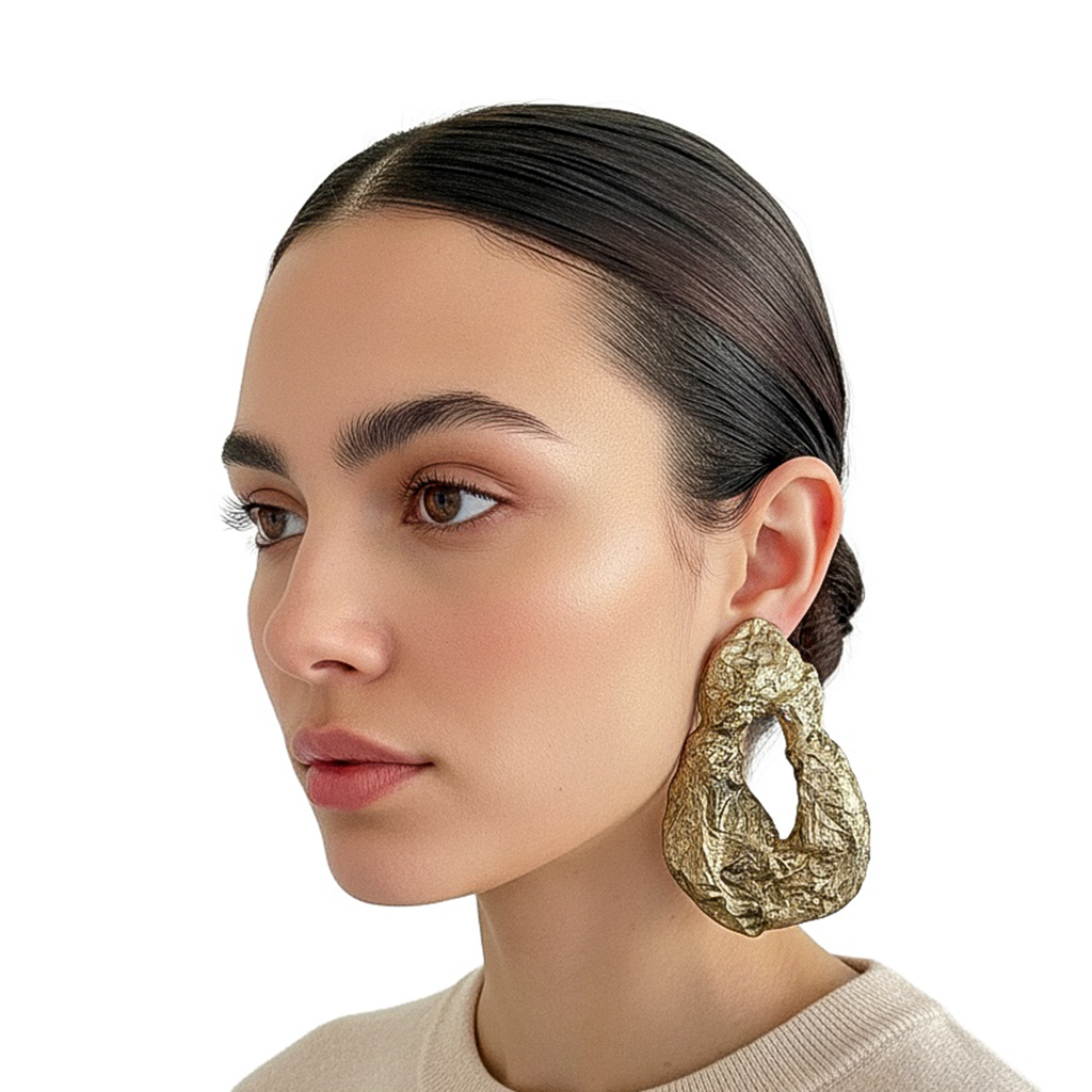 Tidal Scar — Handmade Sculptural Paper Earrings — studio view