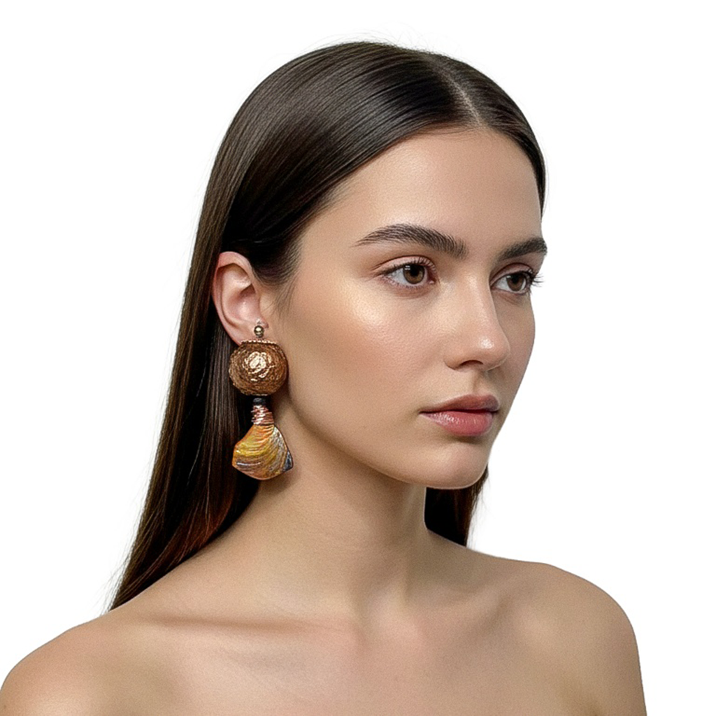 Balanced Rupture — Handmade Sculptural Paper Earrings — studio view