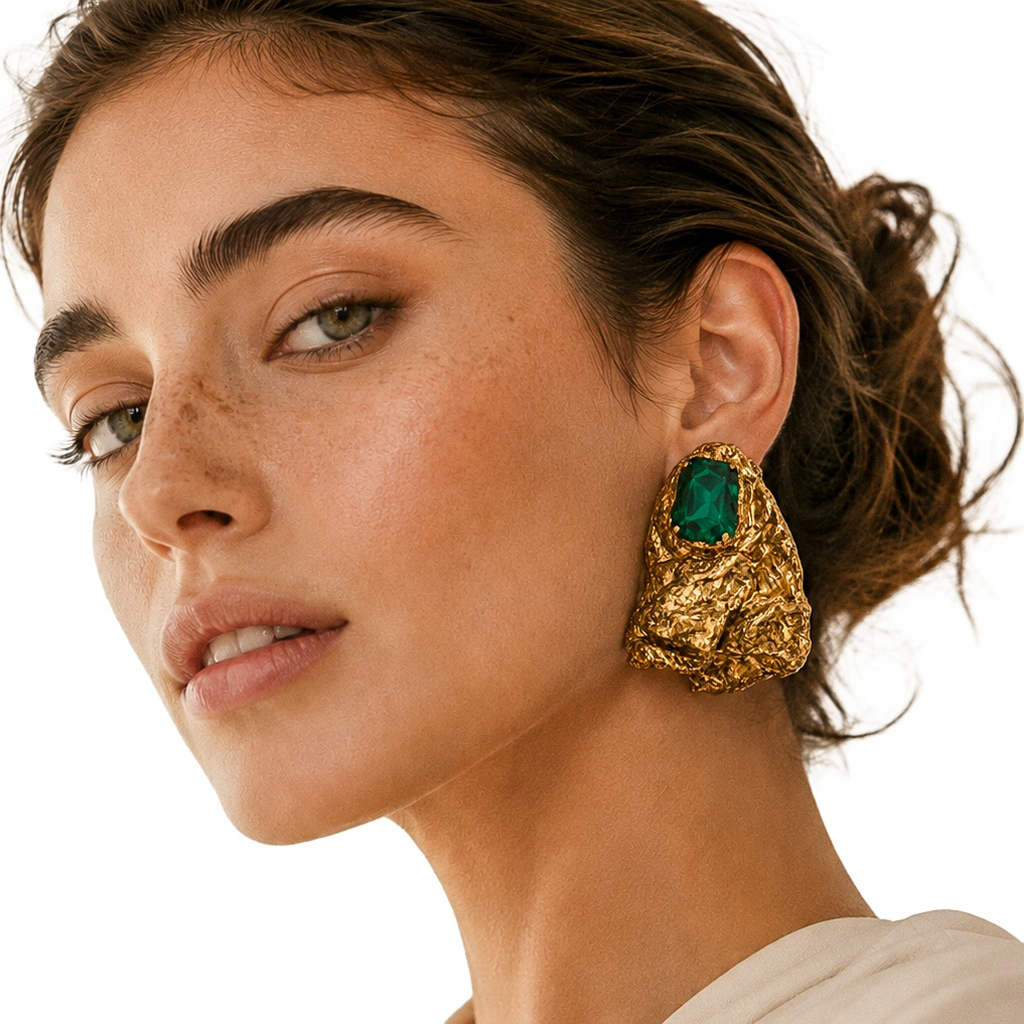 Organic Fault — Handmade Sculptural Paper Earrings — studio view