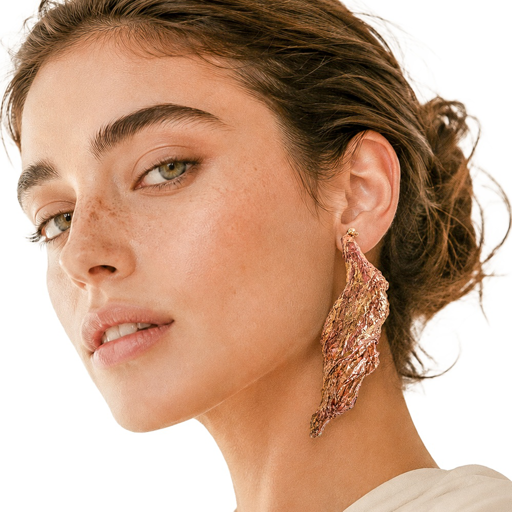 Quiet Fracture — Handmade Sculptural Paper Earrings — studio view