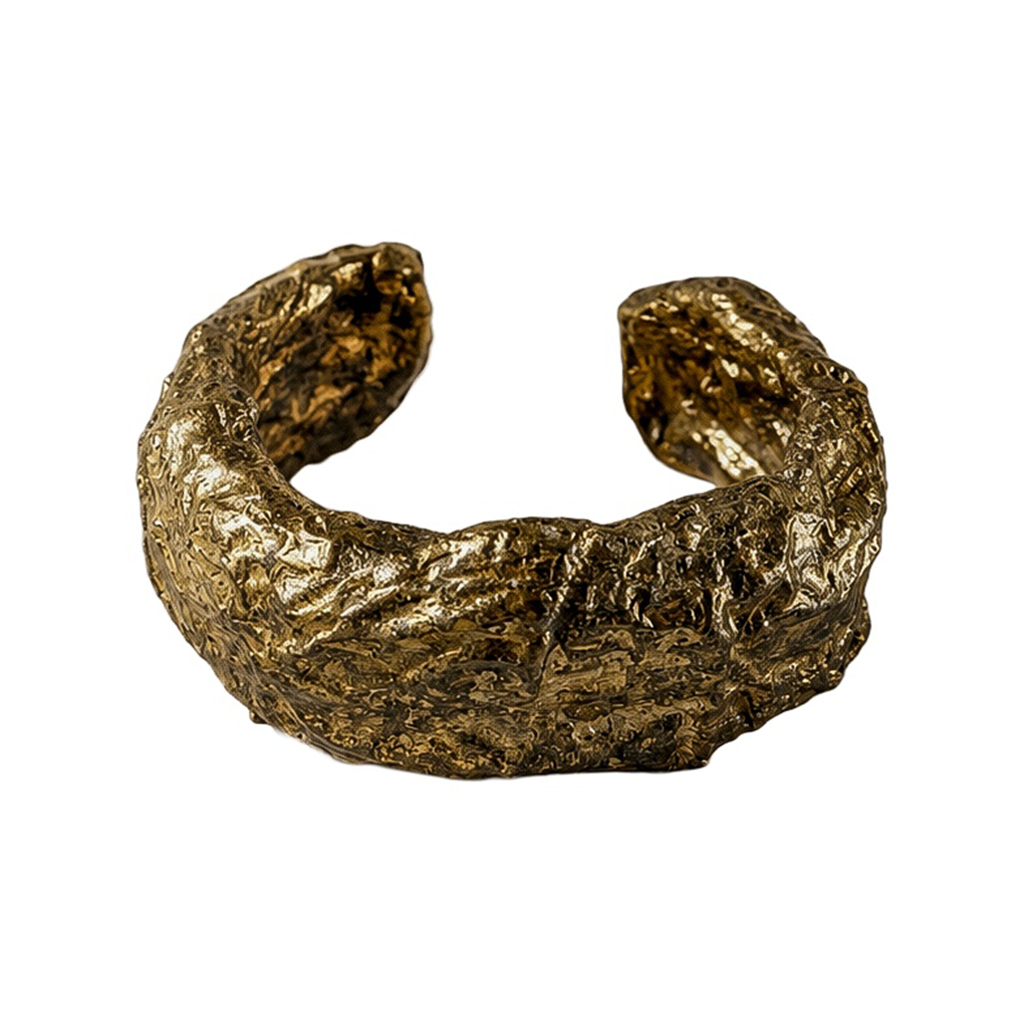 Gilded Seam — Sculptural Paper Cuff Bracelet — studio view