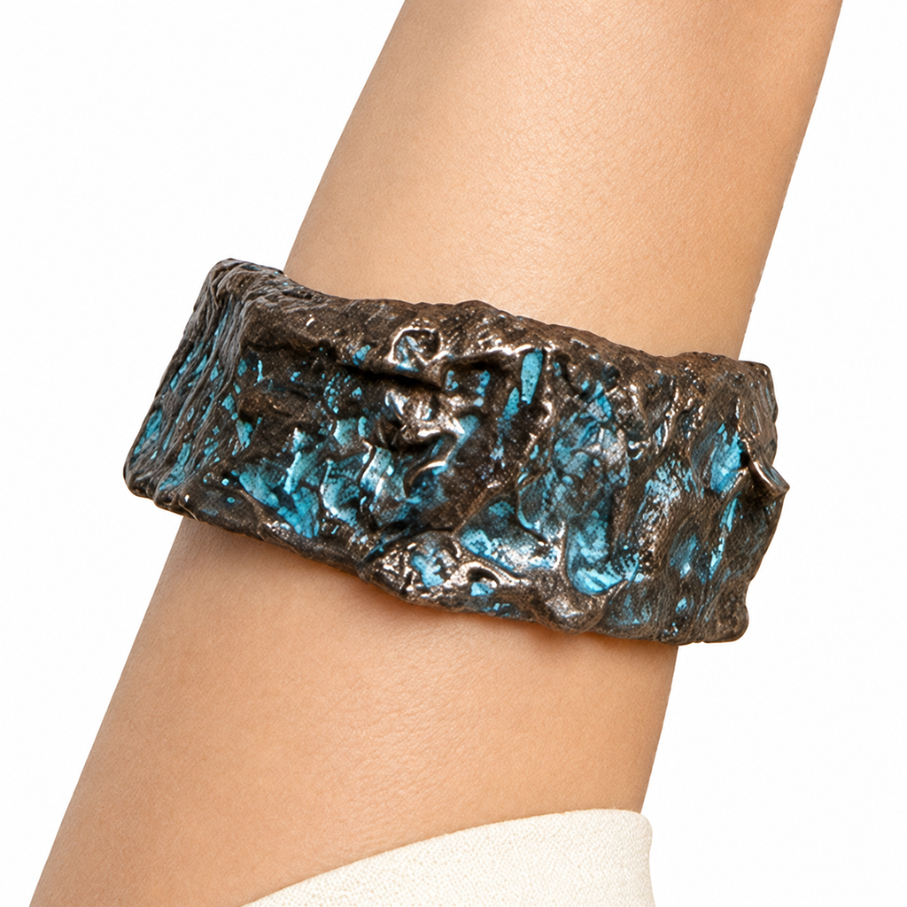 Tidal Fault — Sculptural Paper Cuff Bracelet — studio view