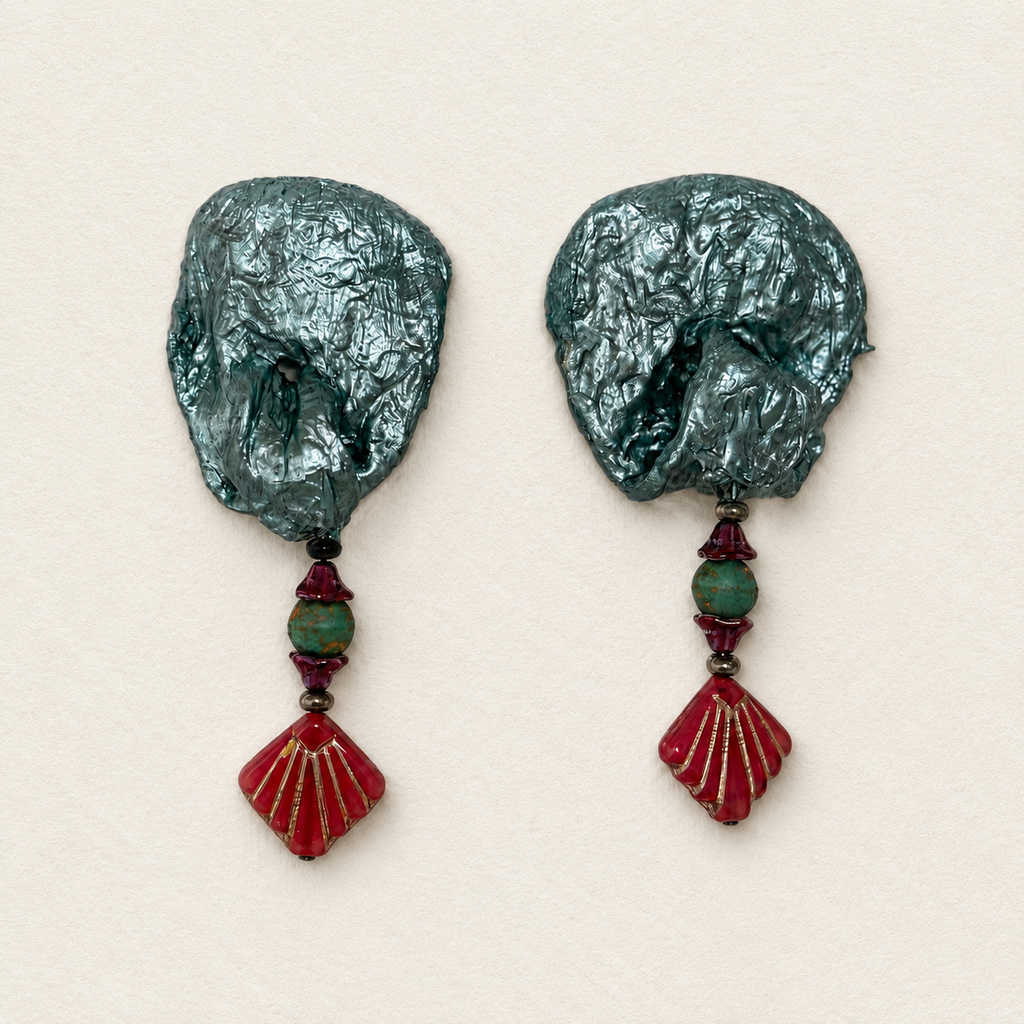 Tidal Relic — Handmade Sculptural Paper Earrings