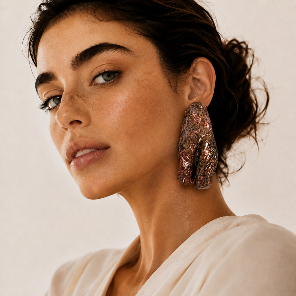 Ember Fold — Handmade Sculptural Paper Earrings