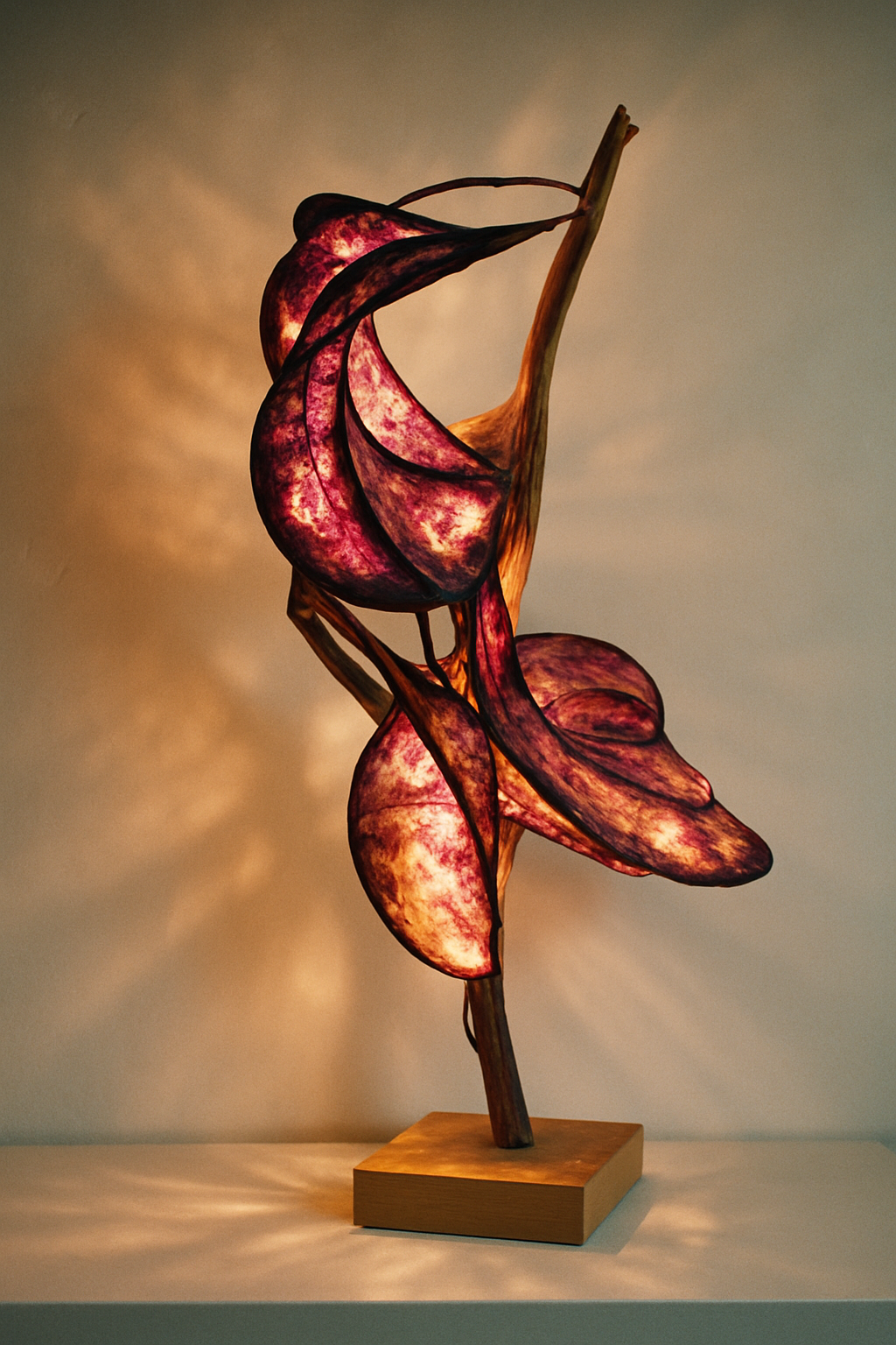 Wild Tulip Sculptural Lamp – Handmade Lighting with Wood & Paper | Modern Artistic Light for Interiors