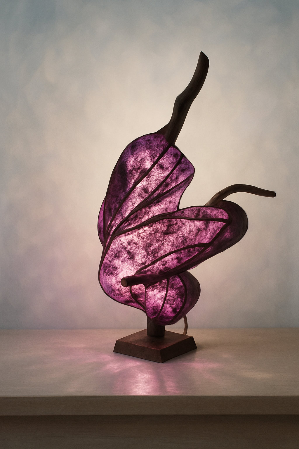 Rose Ember – Handmade Sculptural Wooden Lamp, Artistic Organic Light, Eco-Friendly Home Decor