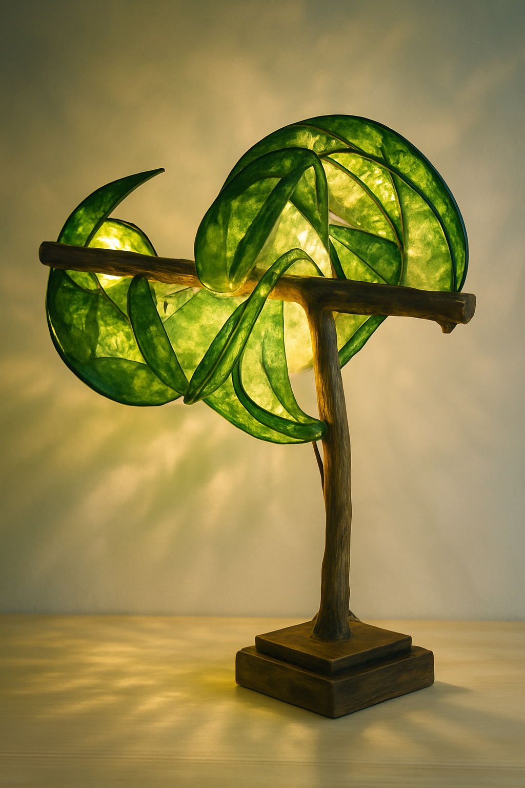 Dreaming Willow – Sculptural Art Lamp | Handmade Lighting with Reclaimed Wood & Paper | Nature-Inspired Home Decor