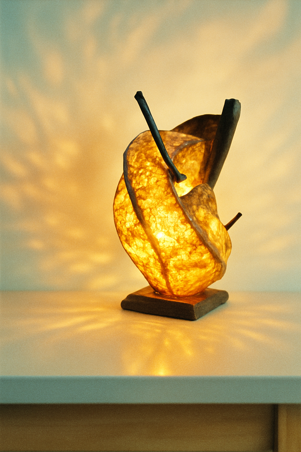 Amber Nest Handmade Sculptural Wooden Lamp Artistic Ambient Light Eco Friendly Home Decor