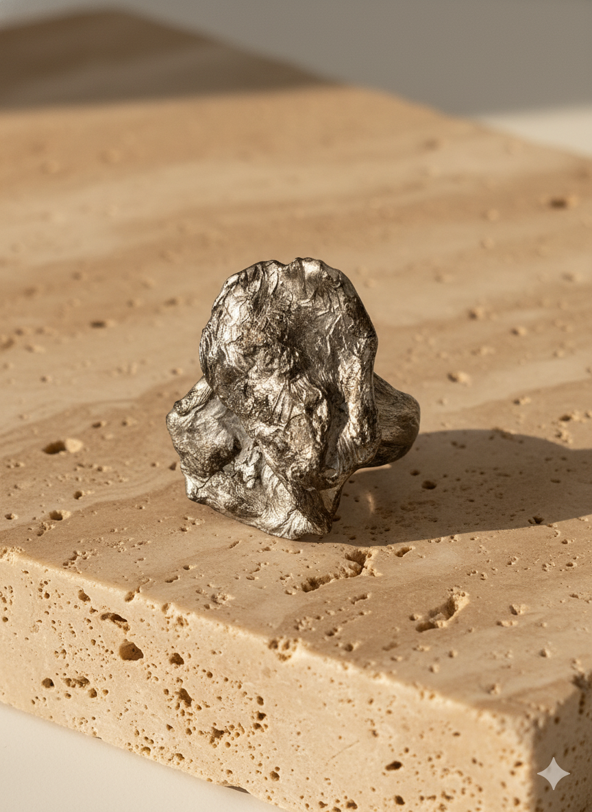 Silver Expansion — Sculptural Paper Ring