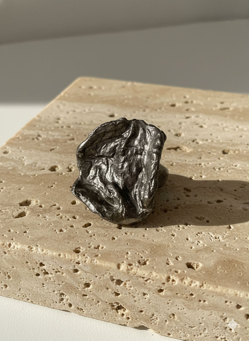 Silver Fracture — Sculptural Paper Ring