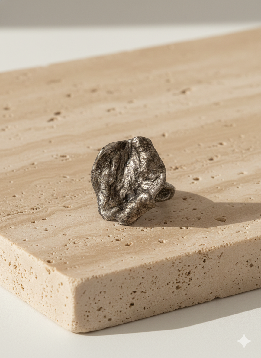 Silver Crest — Sculptural Paper Ring