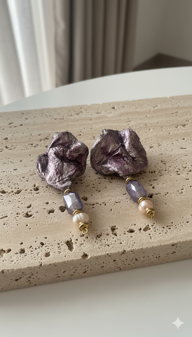 Handmade Paper Earrings – Organic Inspired Design | Niksa Design