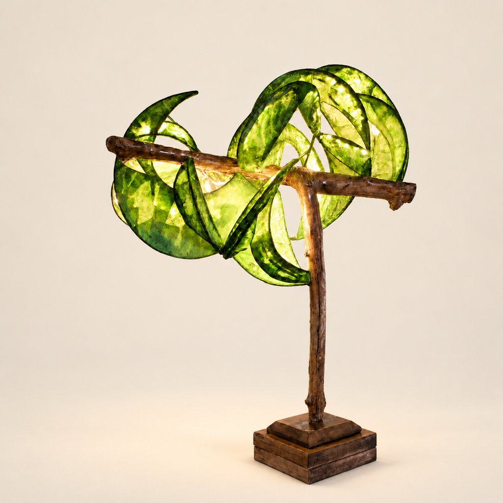 Dreaming Willow sculptural lamp, main view on warm ivory