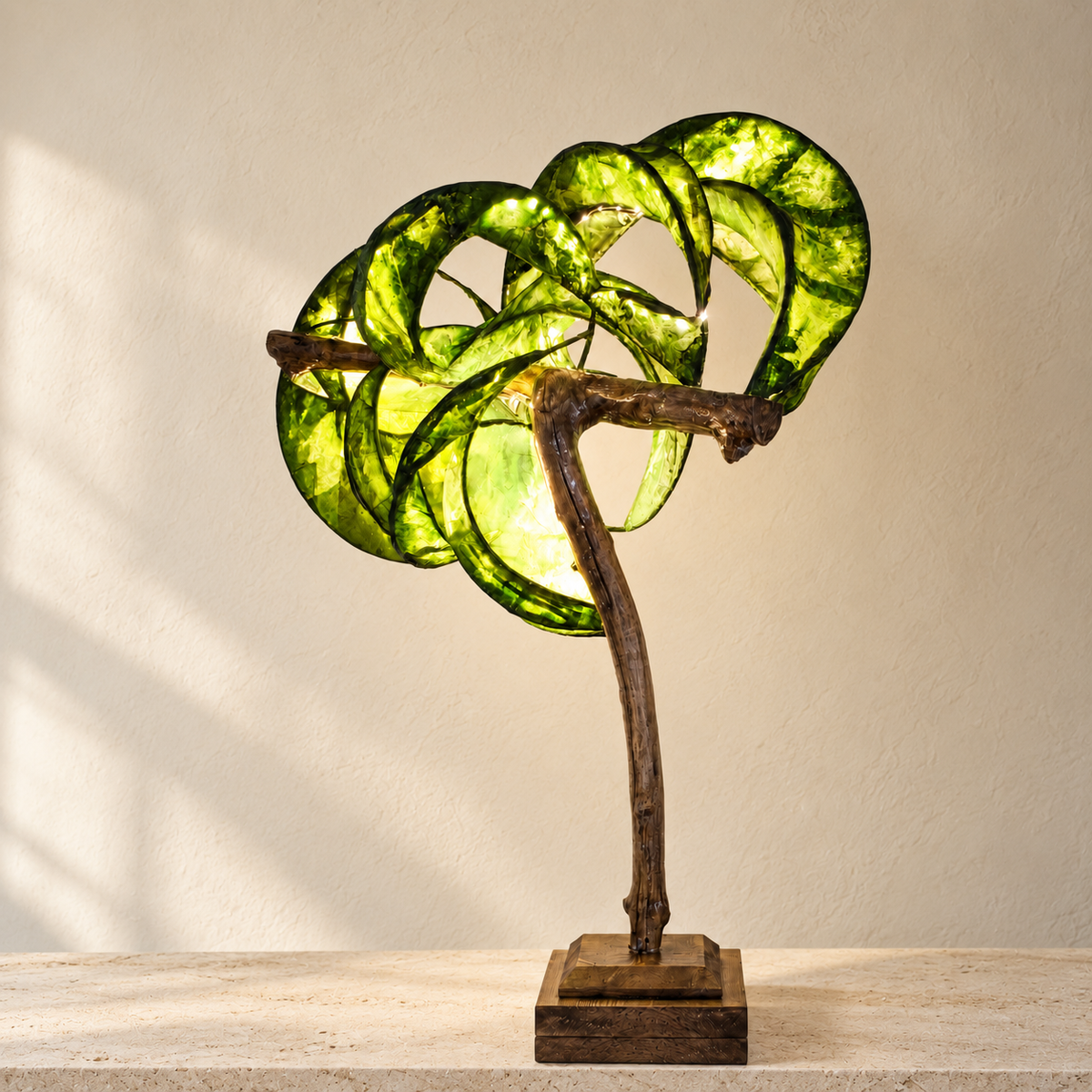 Dreaming Willow sculptural lamp, alternate side view in a bright minimal interior