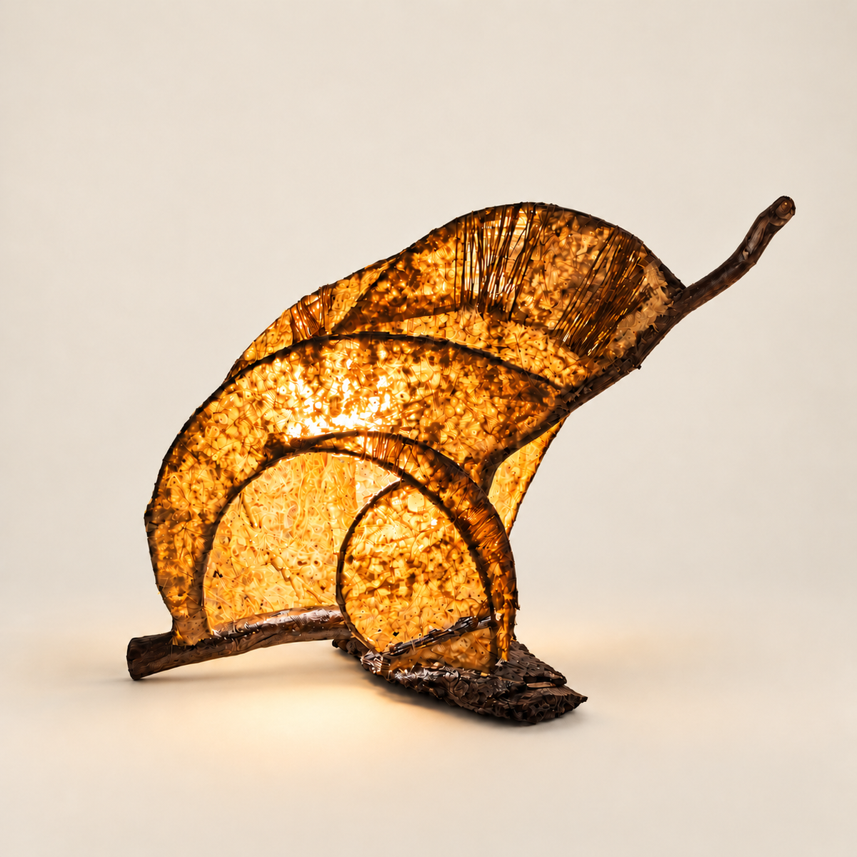 Fernlight sculptural lamp, main view on warm ivory