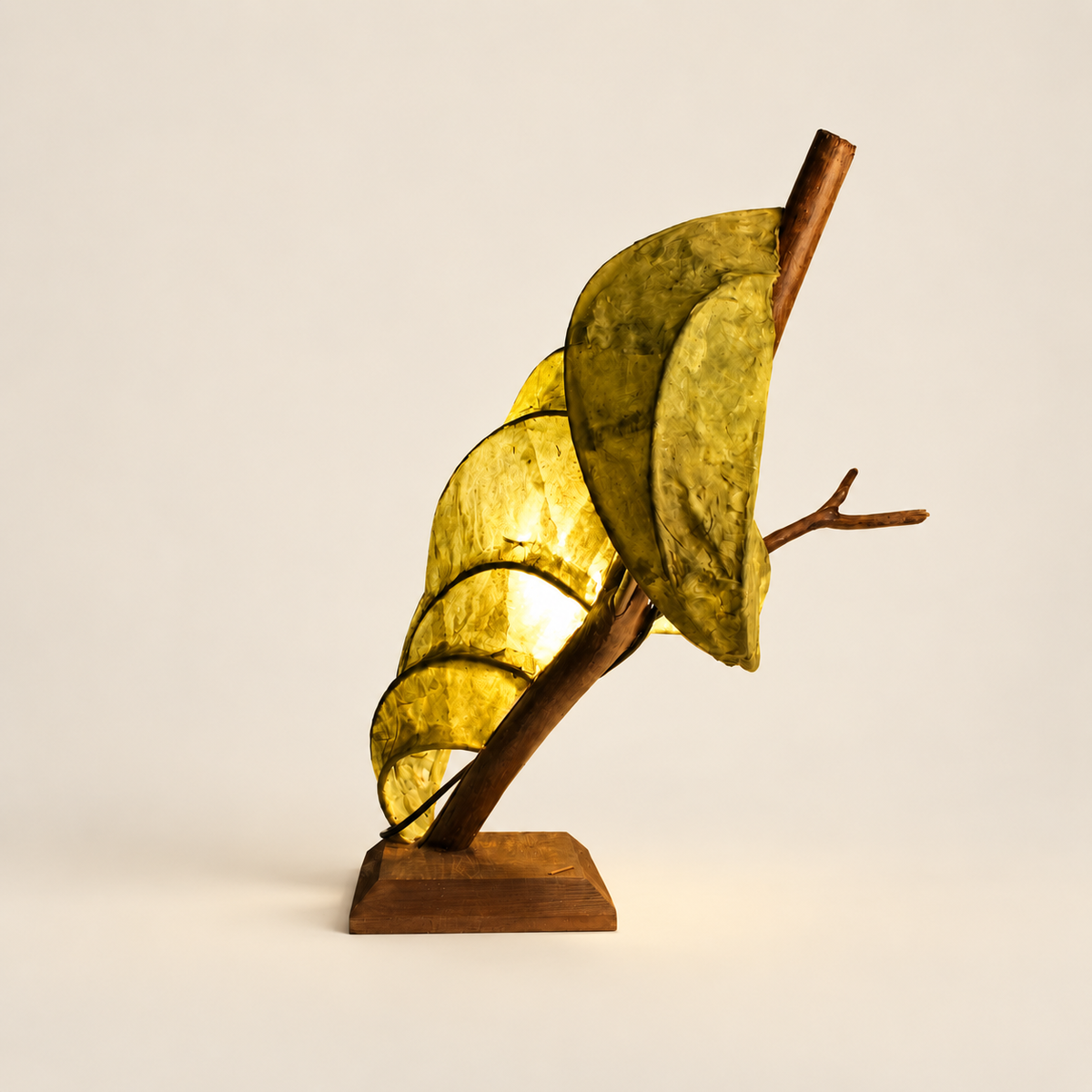 Forest Flow sculptural lamp, additional original angle 2 on warm ivory