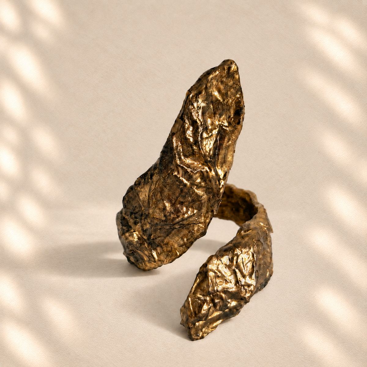 Gilded Reach — Sculptural Paper Cuff Bracelet - Georgina unified ivory