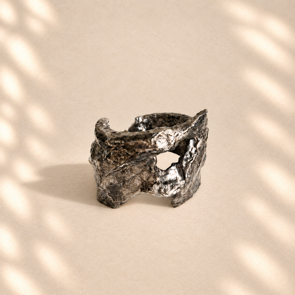 Rifted Span — Sculptural Paper Cuff Bracelet - Georgina unified ivory