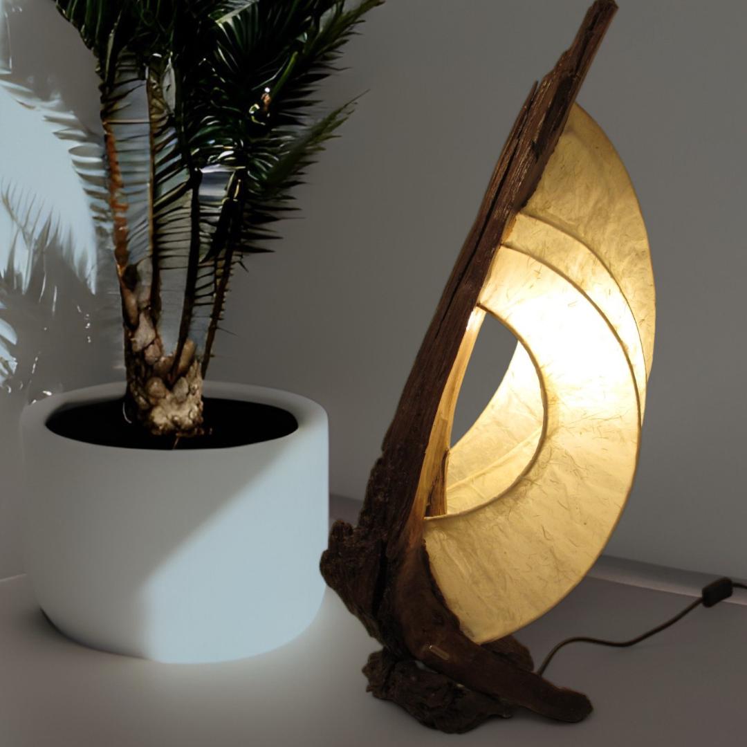 Moonveil Sculptural Wooden Lamp  Handmade Eco-Friendly  Light | Artistic Organic Home Decor