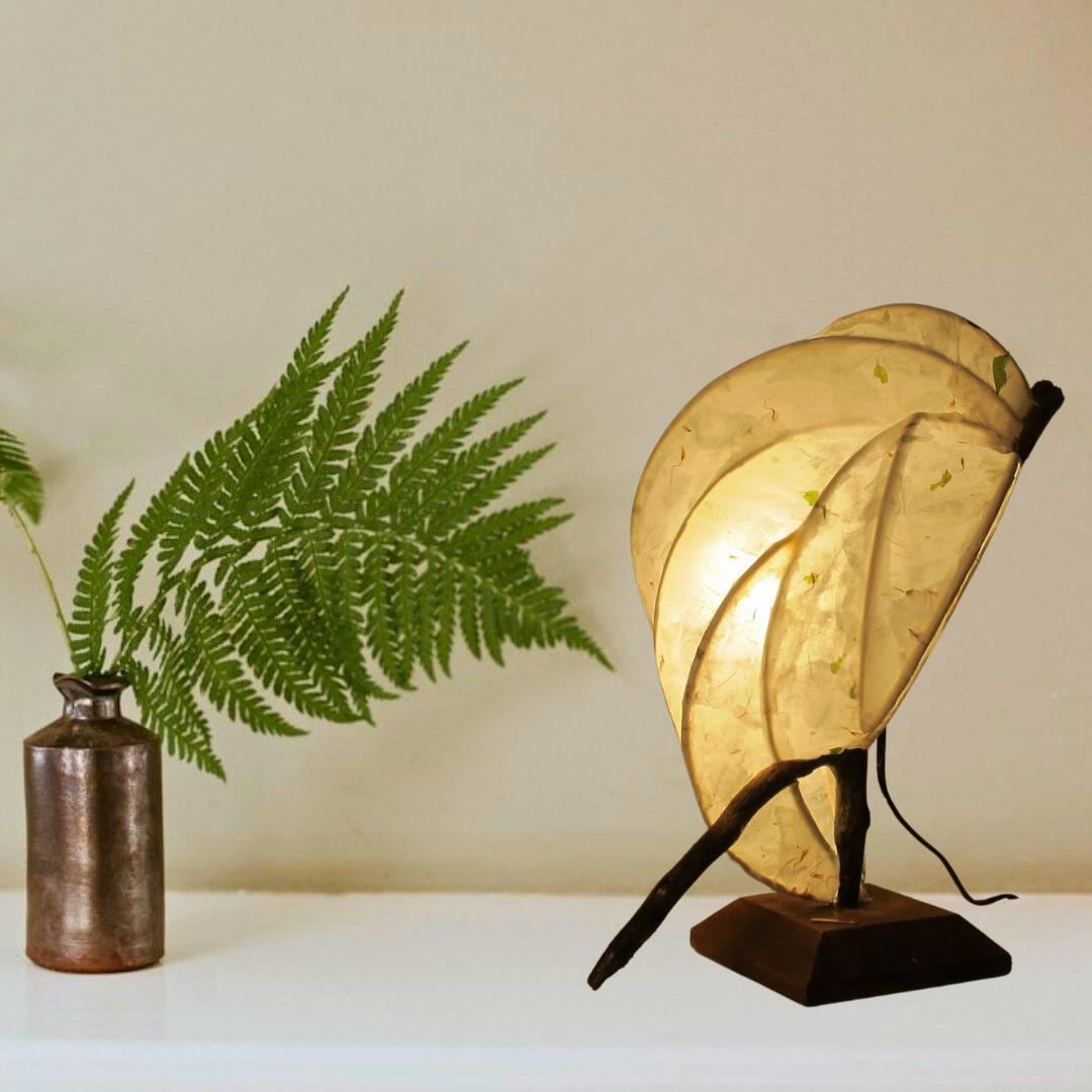 Zarreh Handmade Wooden Table Lamp – Natural Light Sculpture with Driftwood & Paper Shade