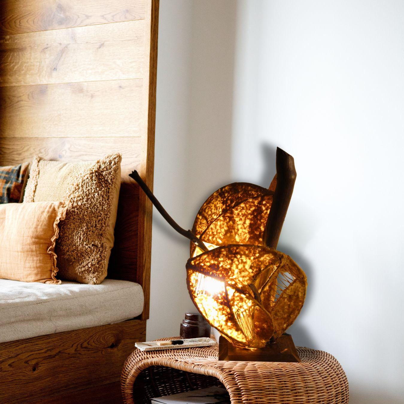 Amber Nest Handmade Sculptural Wooden Lamp Artistic Ambient Light